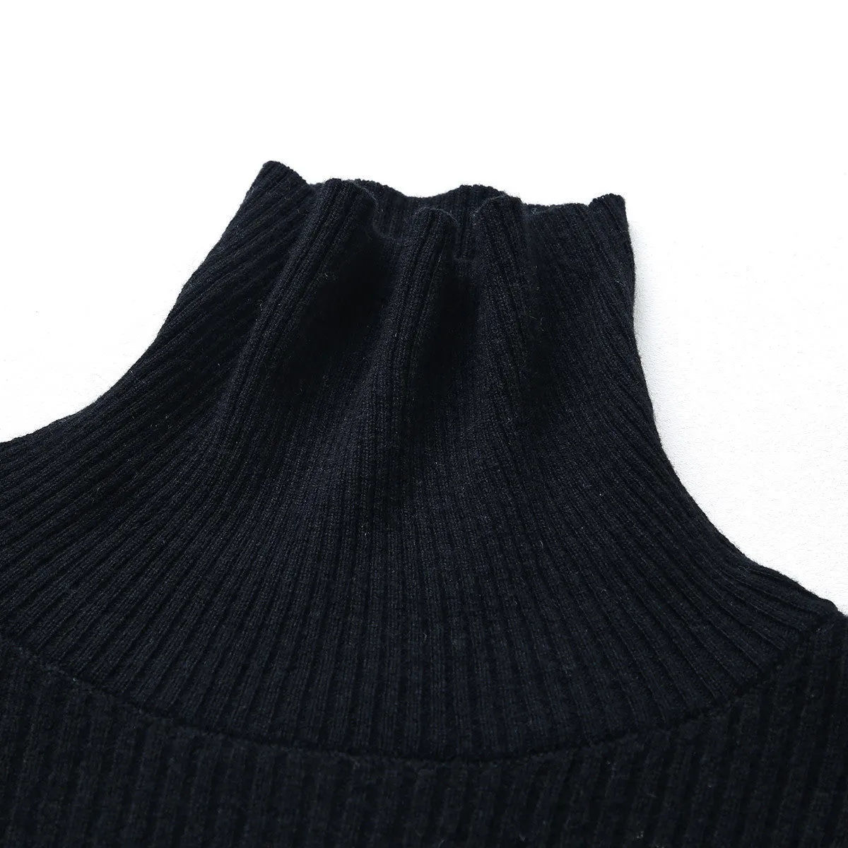 100% Cashmere Striped Turtleneck Knit Sweater