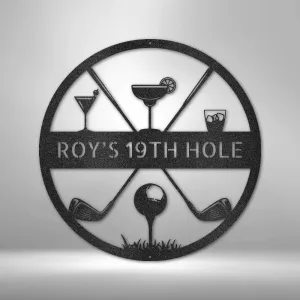 19th Hole Casual Monogram - Steel Sign