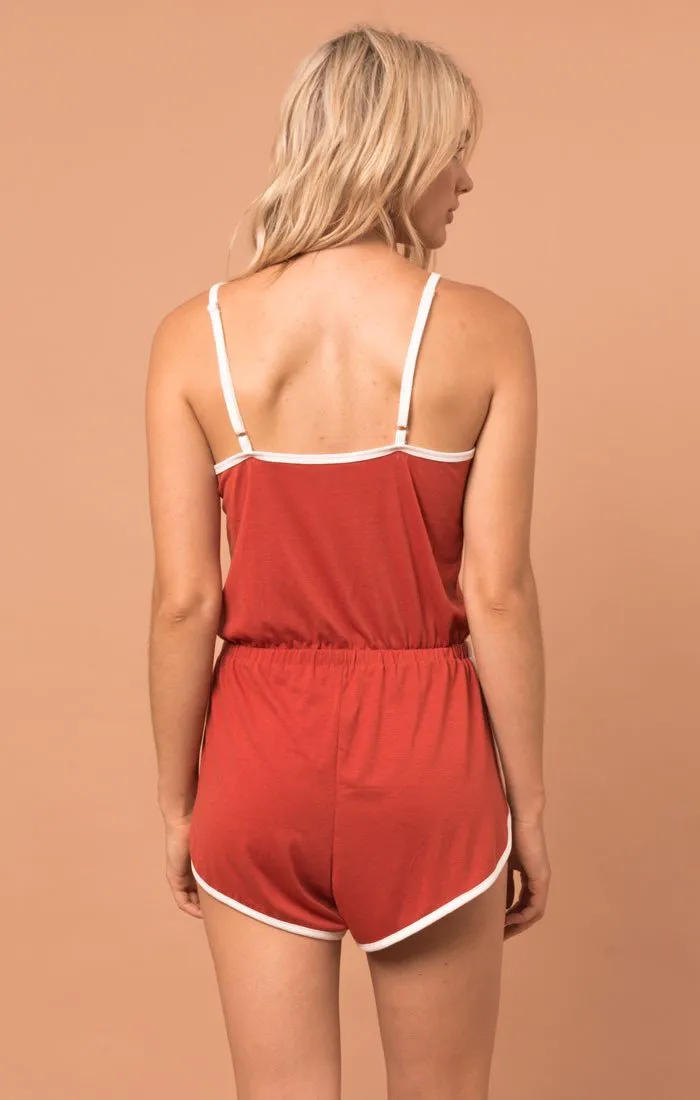 Afends Womens Tennis - Rust - Playsuit