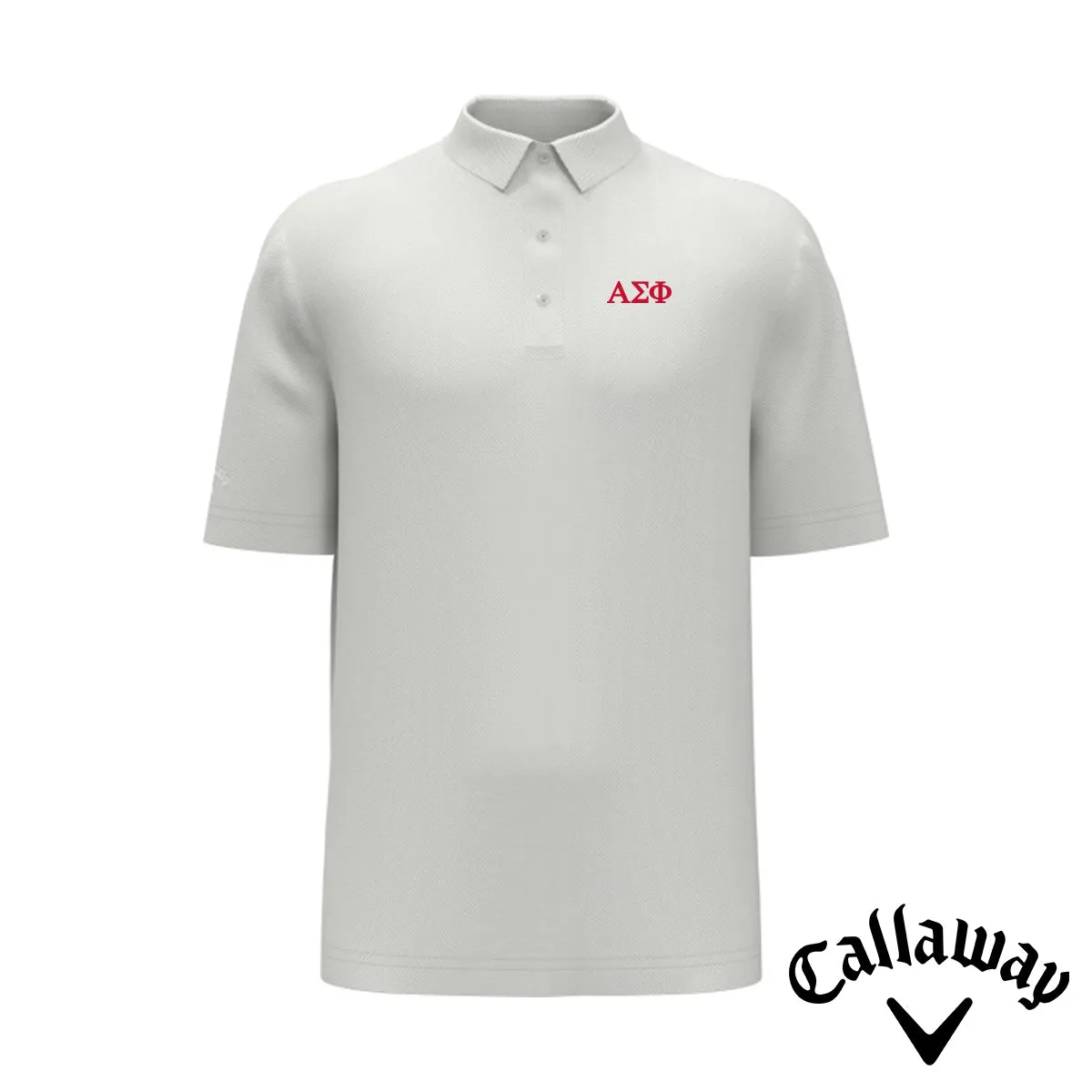 Alpha Sig White Callaway Greek Letter Golf Polo