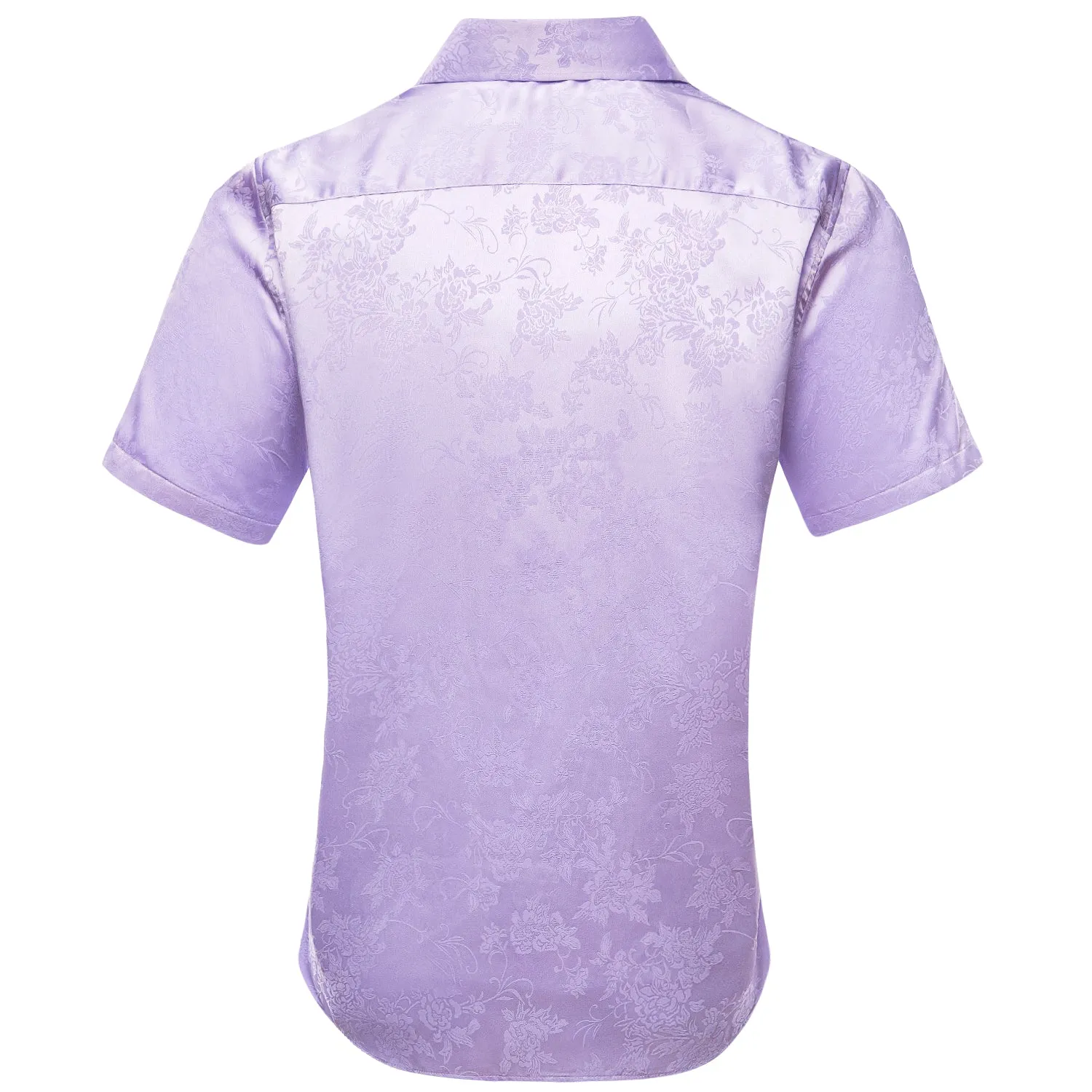 Baby Purple Floral Silk Men's Short Sleeve Shirt