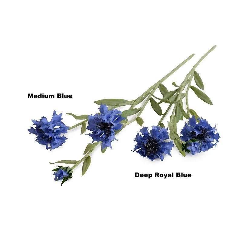 Bachelor's Button (Cornflower) stem, 23" L - Dark Blue