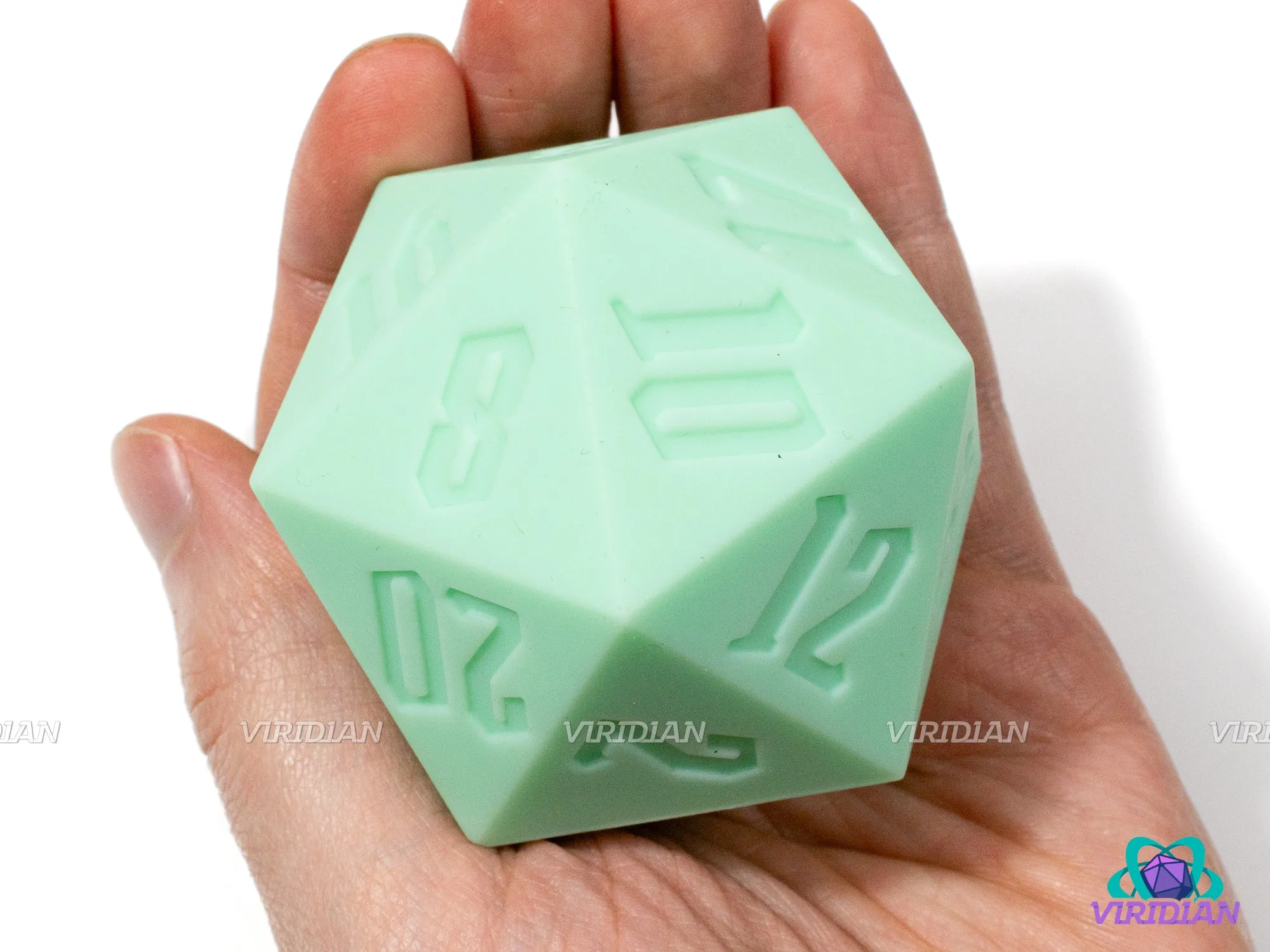 Biggie Fresh (Silicone) | Light Pastel Minty Green, 55mm Rubber Silicone, Bouncy | Giant D20 Die (1)