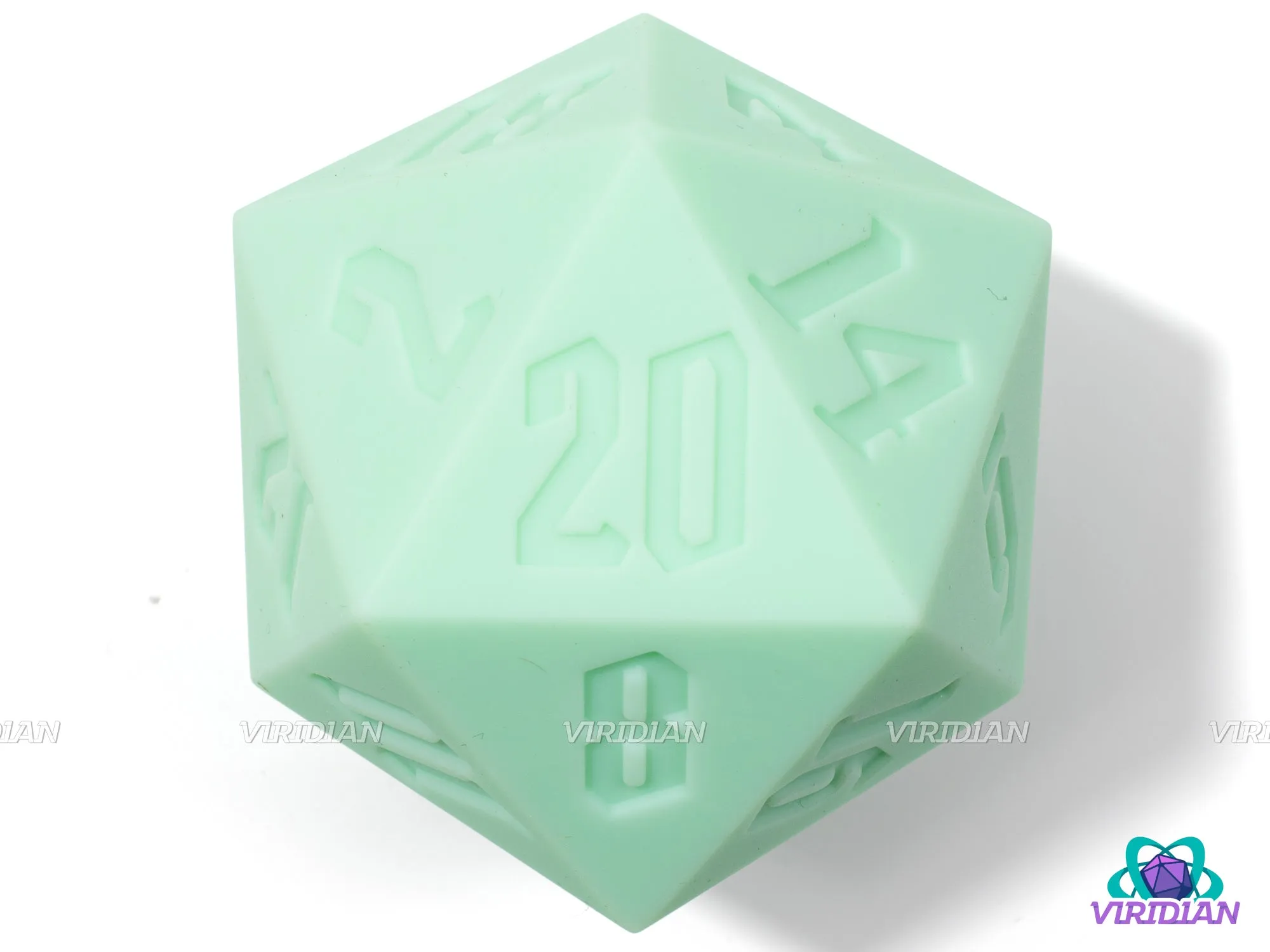 Biggie Fresh (Silicone) | Light Pastel Minty Green, 55mm Rubber Silicone, Bouncy | Giant D20 Die (1)