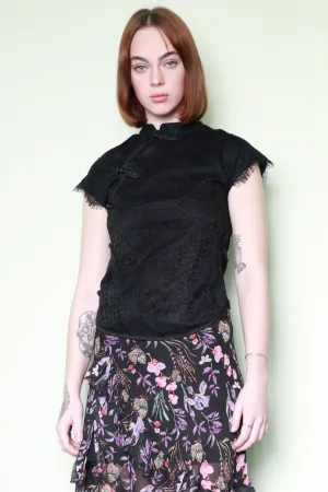 Black Lace Qipao Top