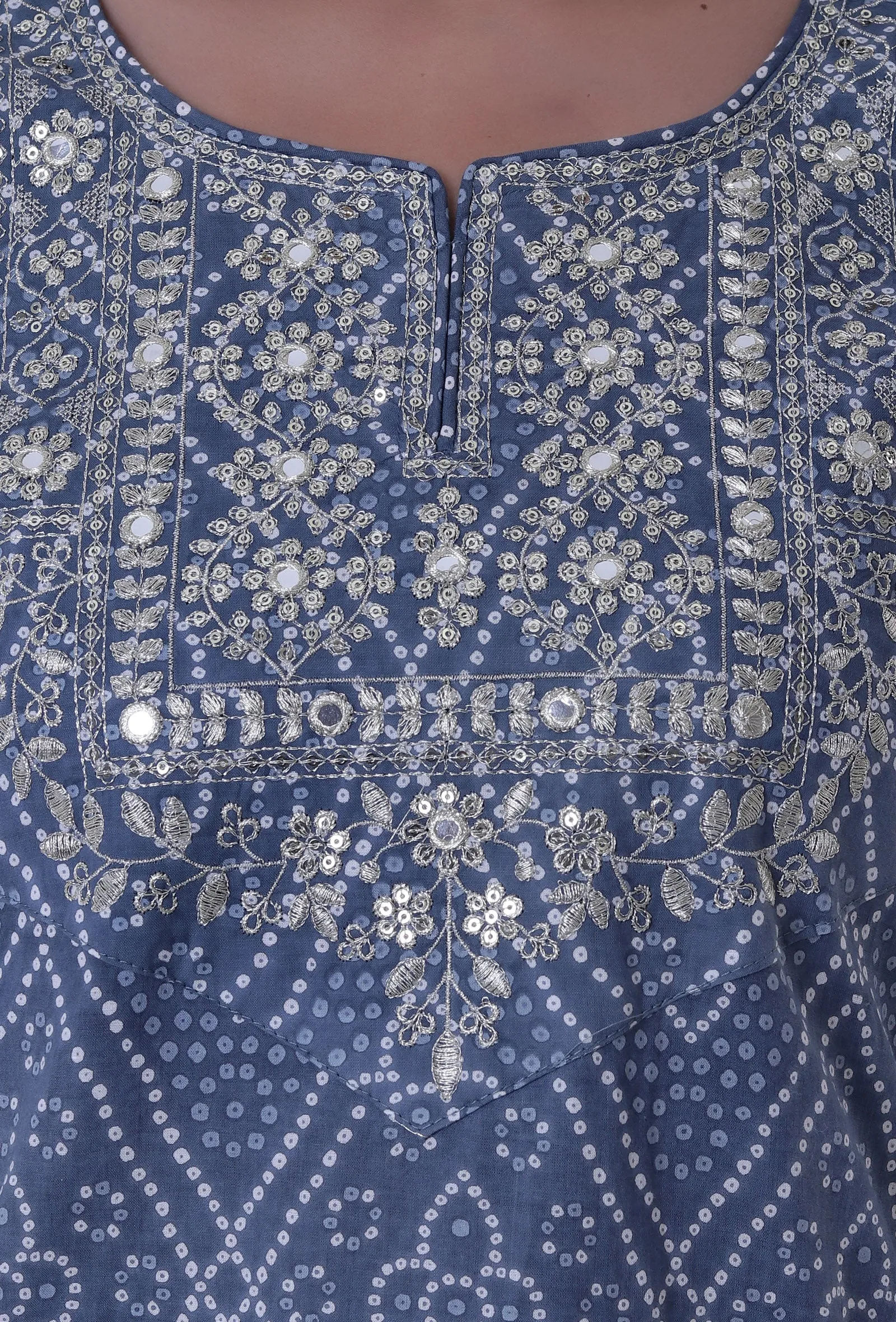 Blue & White Block Printed Cotton Kurta