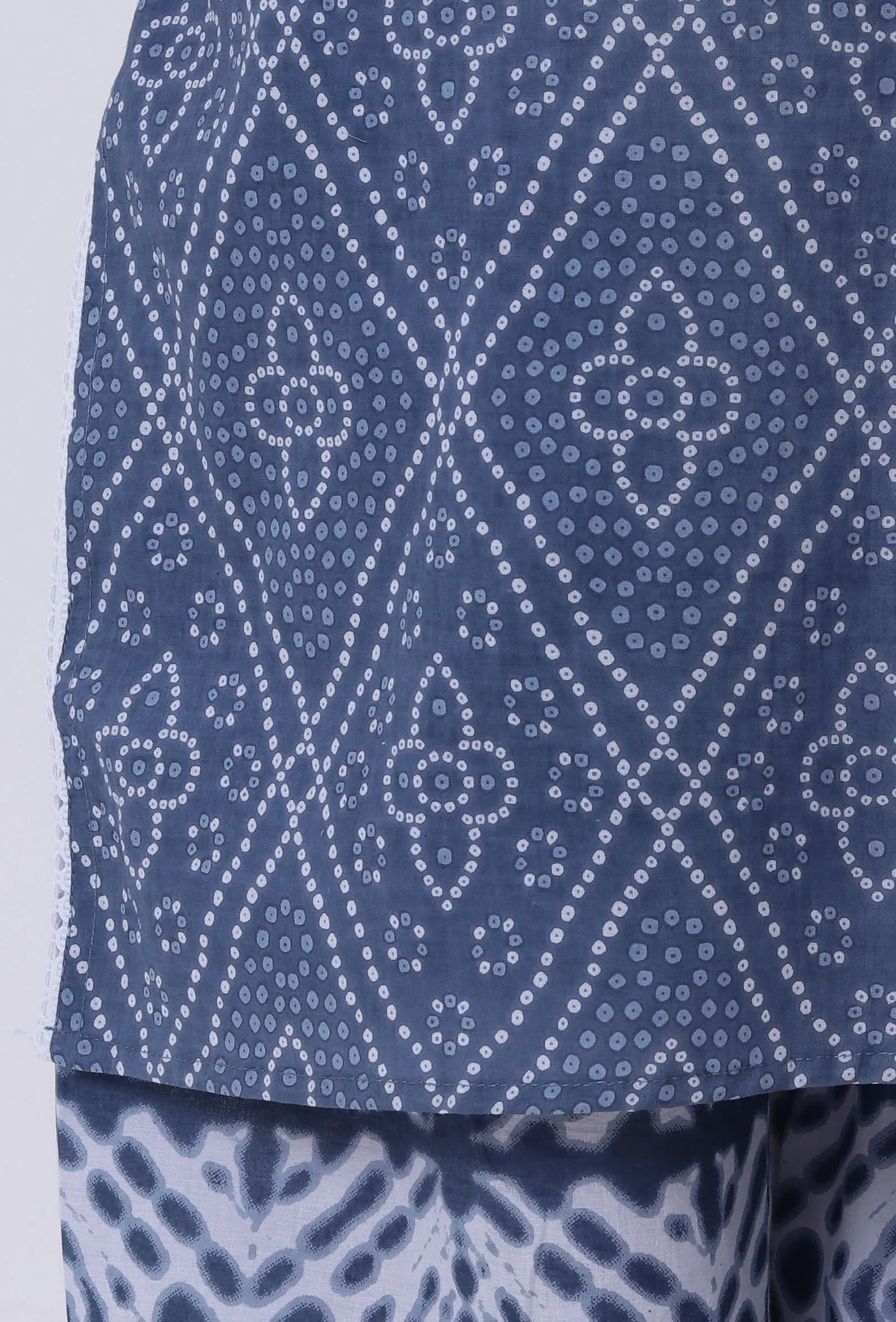 Blue & White Block Printed Cotton Kurta