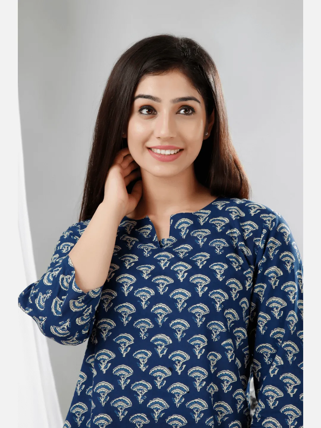 Blue Hand Block Printed Pure Cotton Lounge Wear