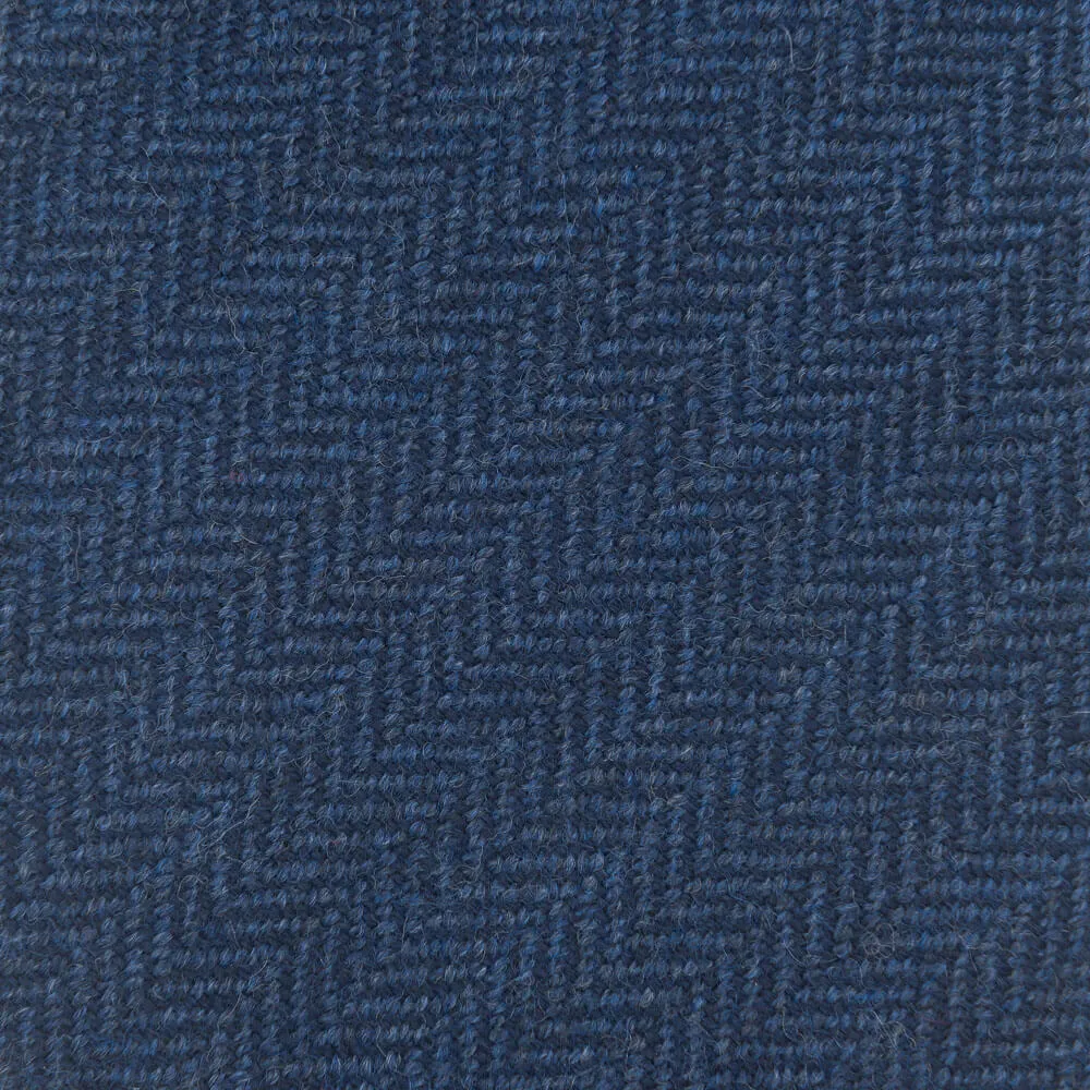 Blue Herringbone Virgin Wool Tie