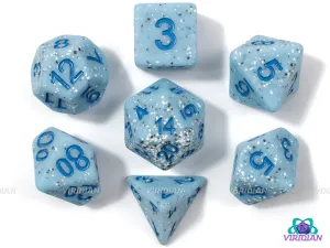 Blueberry Boba | Light Blue Base, White & Black Speckles | Resin Dice Set (7)