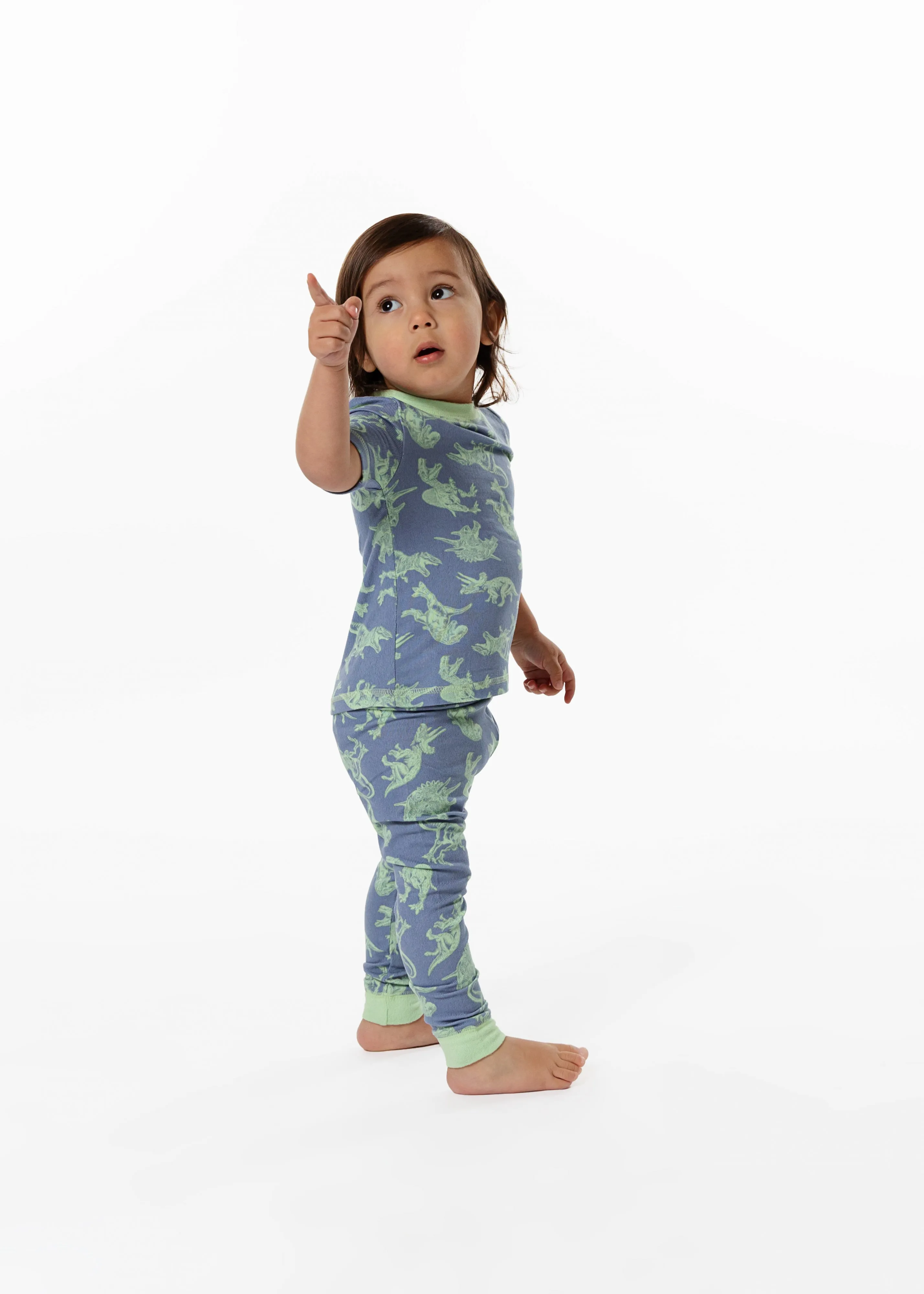 Boys Green Dino Super Soft Snug Fit 2-Piece Pajama Sleep Set