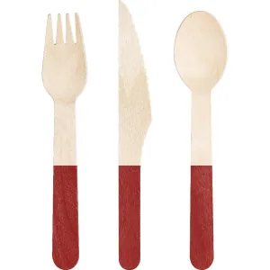 Bulk Classic Red Wooden Cutlery, Assorted (Case of 288)