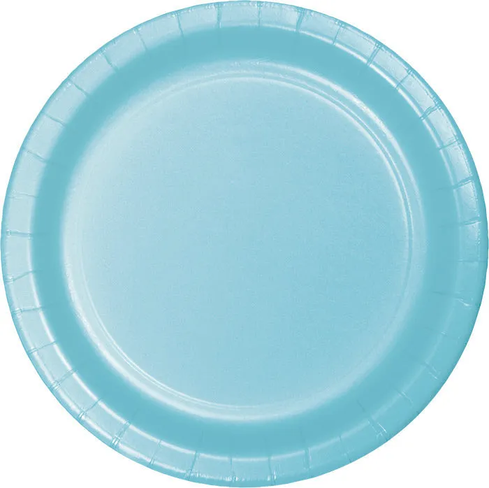 Bulk Pastel Blue Paper 6.75 inch Dessert Plates (240 per Case)