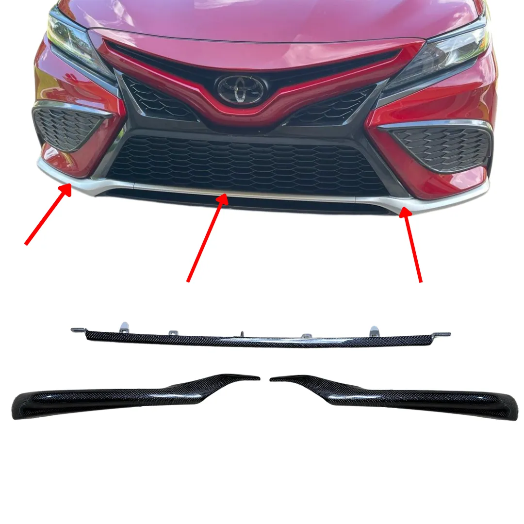 Carbon Fiber or Gloss Black Bottom Bumper Trims Compatible for 2021-2024 Toyota Camry XSE & SE