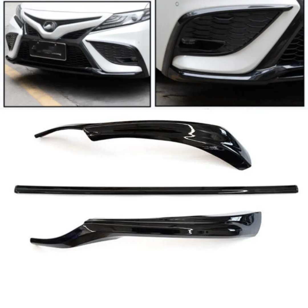 Carbon Fiber or Gloss Black Bottom Bumper Trims Compatible for 2021-2024 Toyota Camry XSE & SE