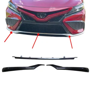 Carbon Fiber or Gloss Black Bottom Bumper Trims Compatible for 2021-2024 Toyota Camry XSE & SE