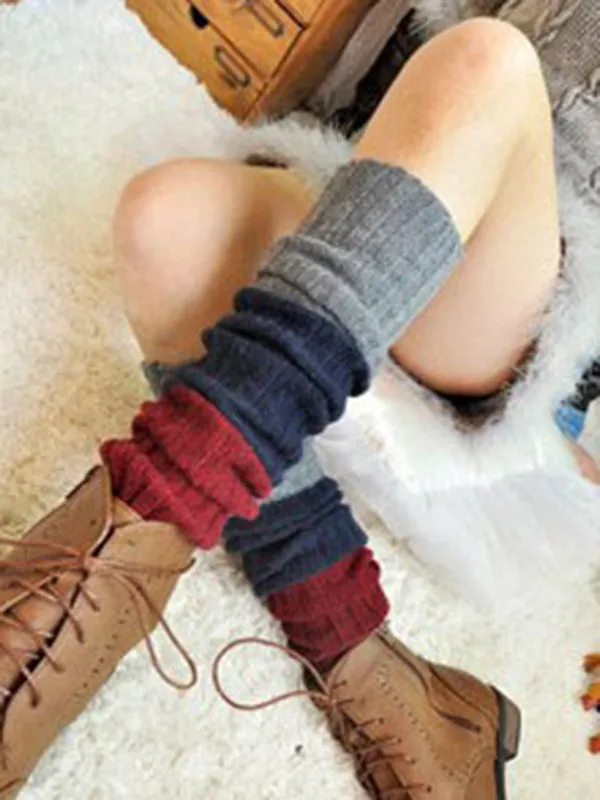 Casual Contrast Color Leg Warmers Accessories