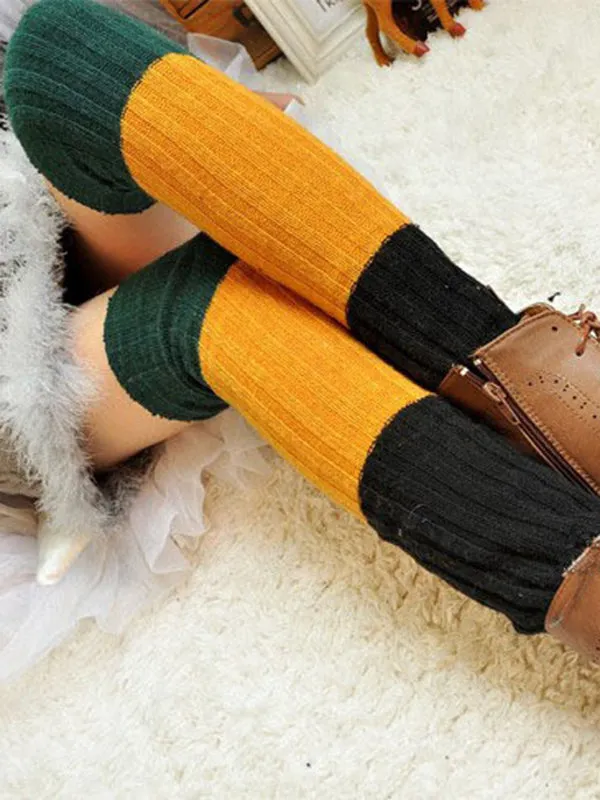 Casual Contrast Color Leg Warmers Accessories