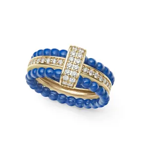 Caviar Gold Diamond Stacking Ring Set