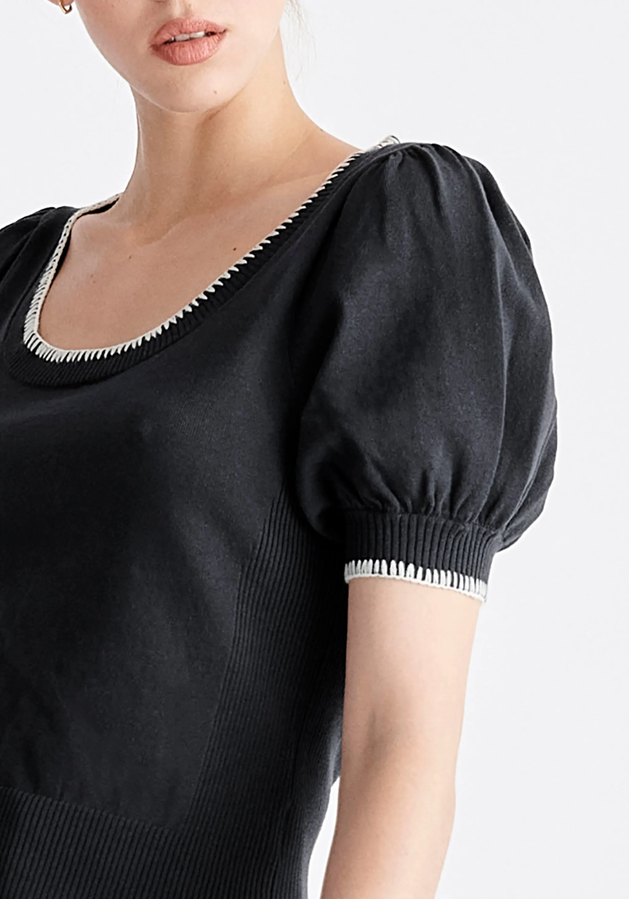 Contrast Whipstitch Top