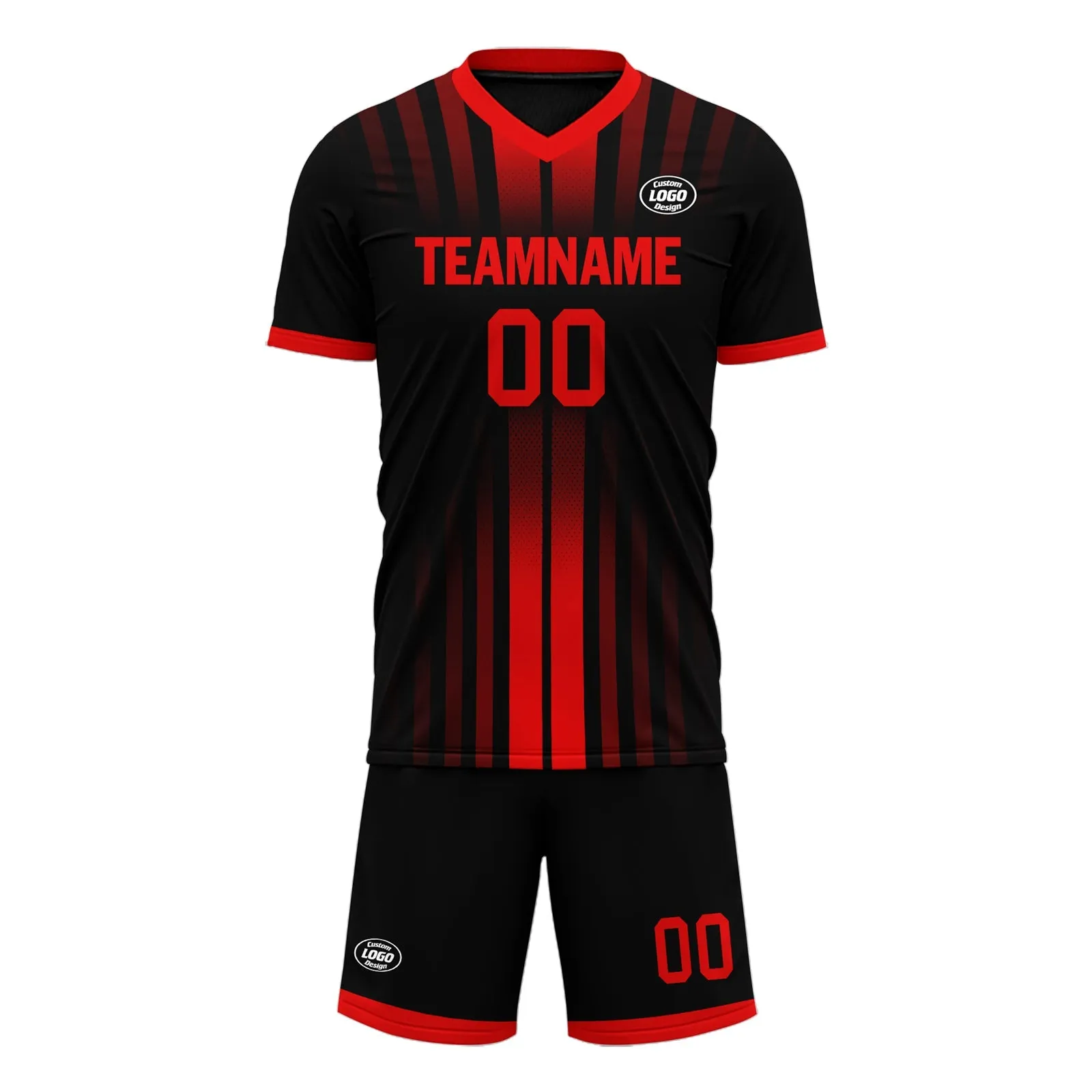 Custom Black Red Soccer Sets Jersey Personalized SCJ101-D020131-2