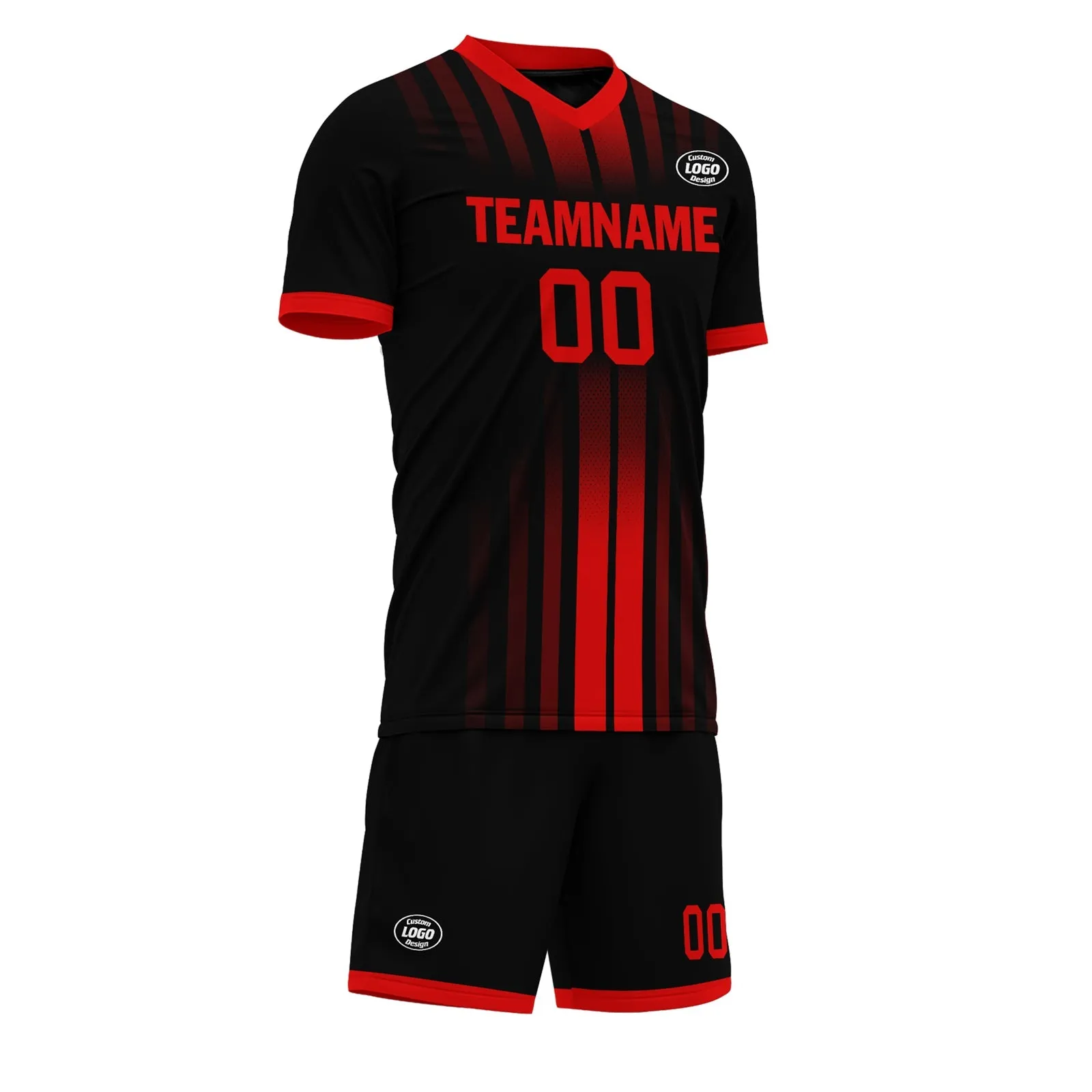 Custom Black Red Soccer Sets Jersey Personalized SCJ101-D020131-2