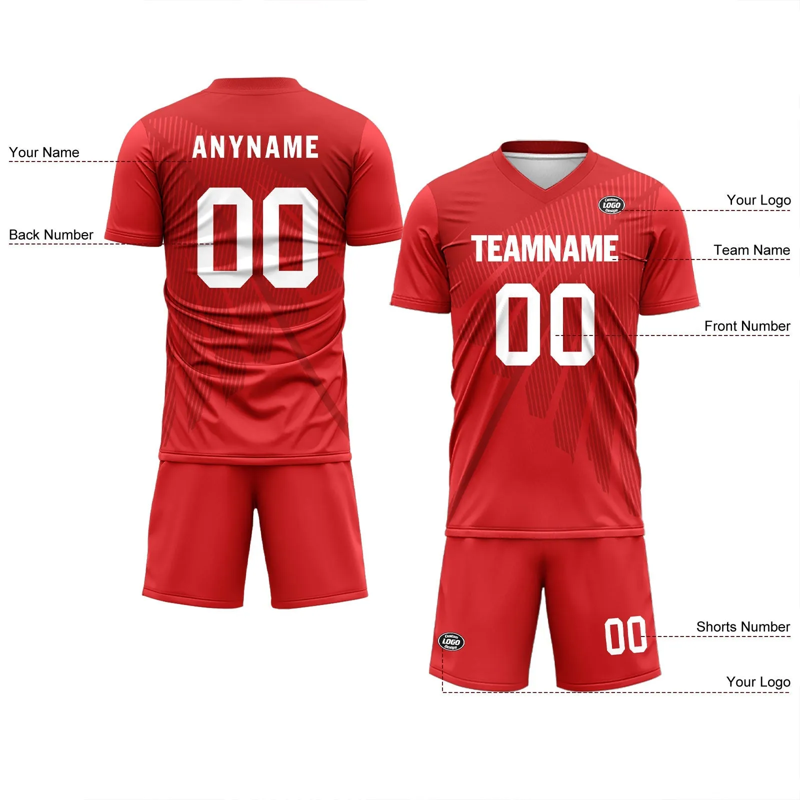 Custom Red Soccer Sets Jersey Personalized SCJ101-D28018