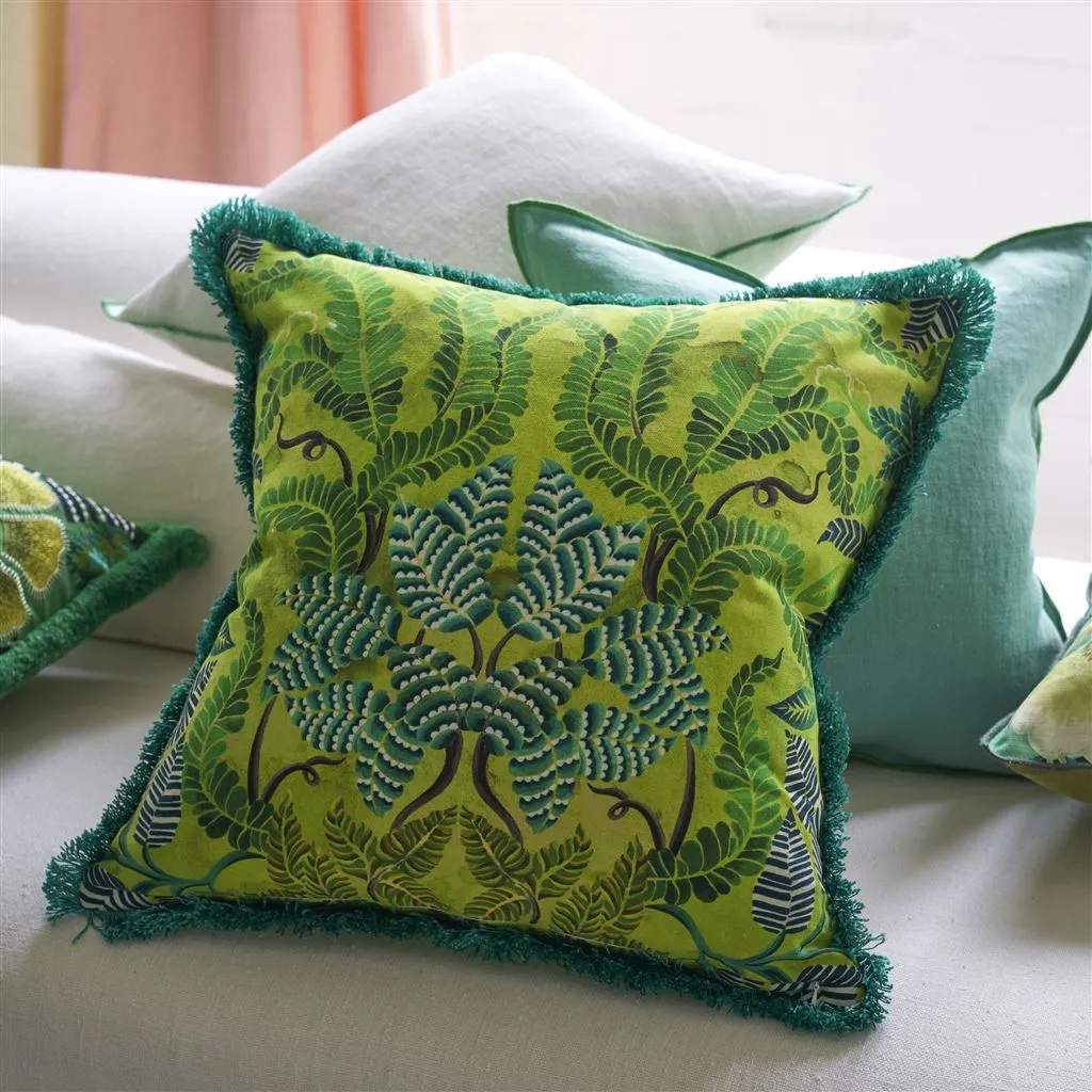 Designers Guild Brocart Decoratif Embroidered Lime Decorative Pillow