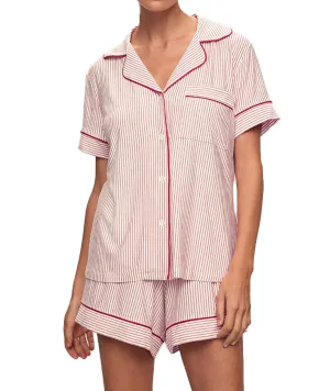 Eberjey Women Gisele Printed Relaxed Short PJ Set Red Striped