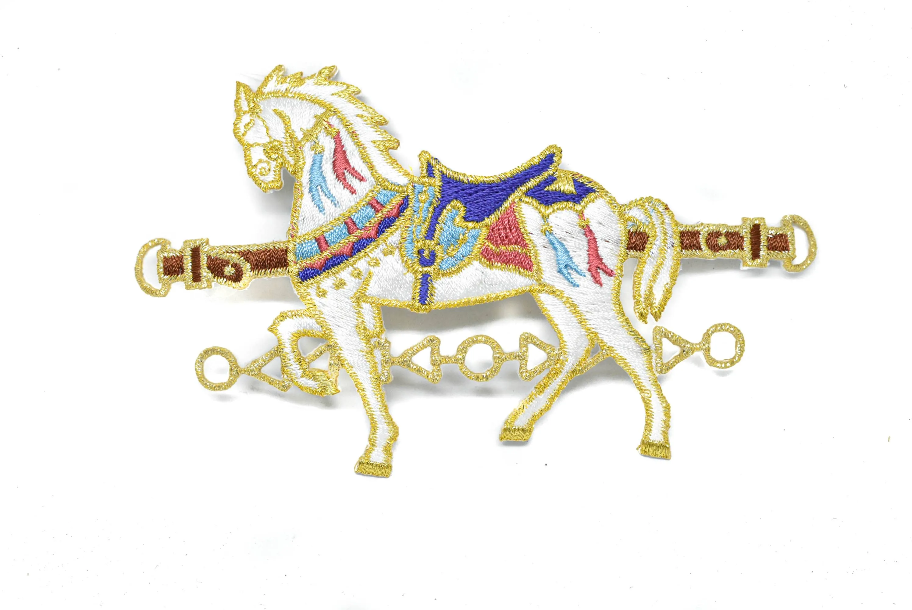 Embroidered Carousel Horse Iron-On Applique 5.5" x 3.25" - 1 Piece