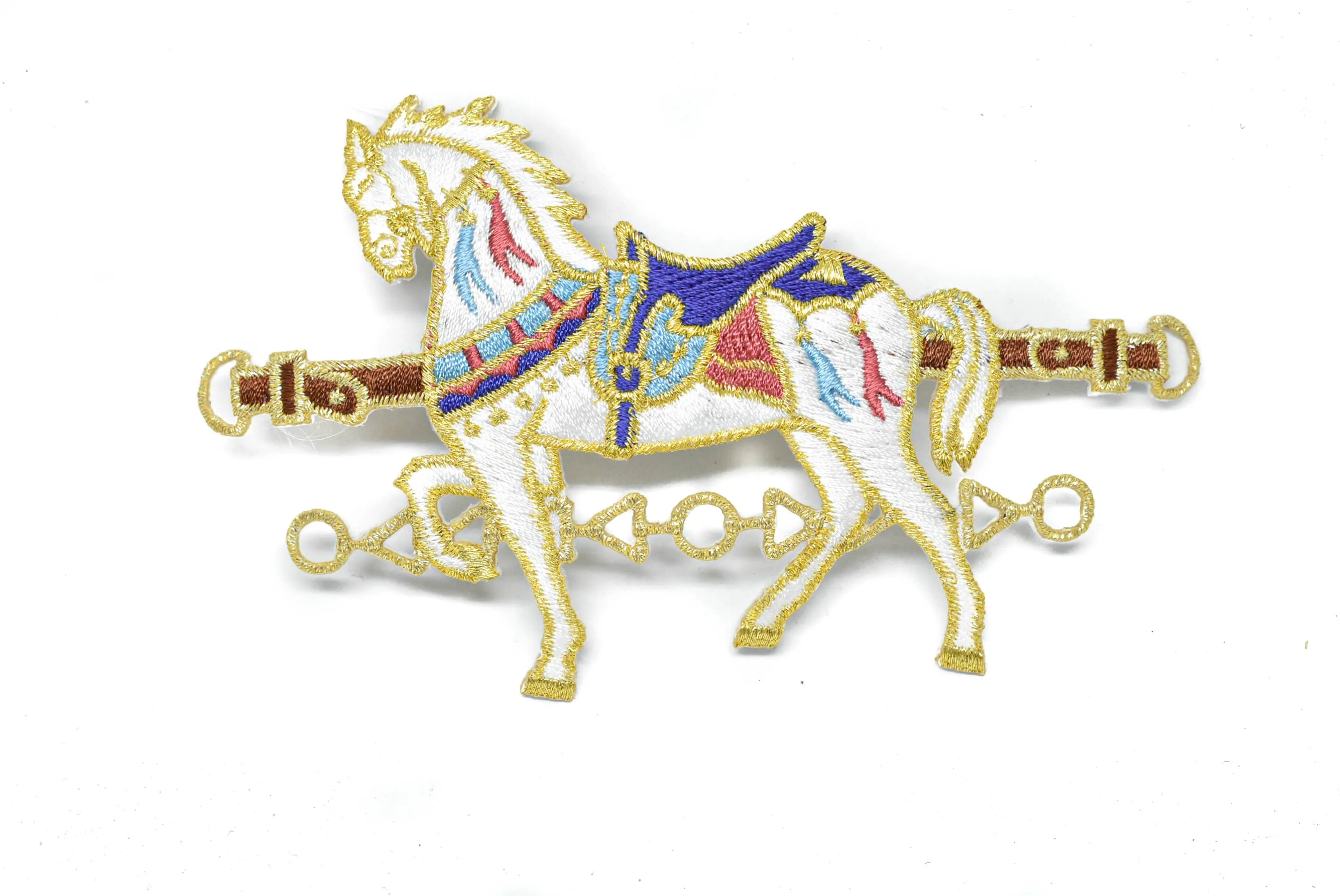 Embroidered Carousel Horse Iron-On Applique 5.5" x 3.25" - 1 Piece