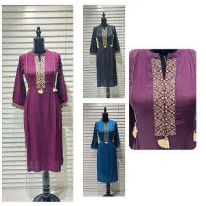 Embroidered Kurti with Tassel Detailing