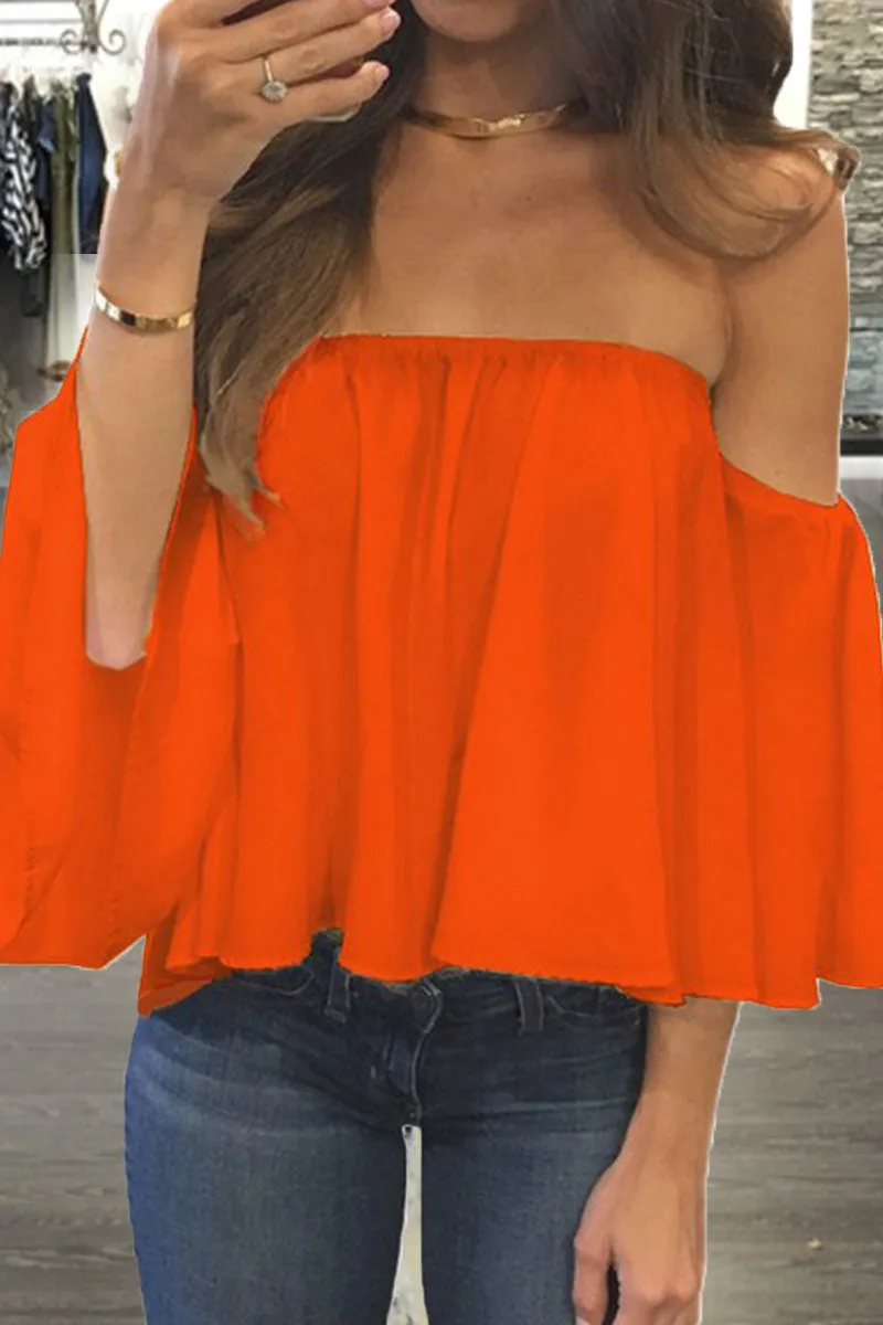 Fashion Casual Solid Patchwork Strapless Tops