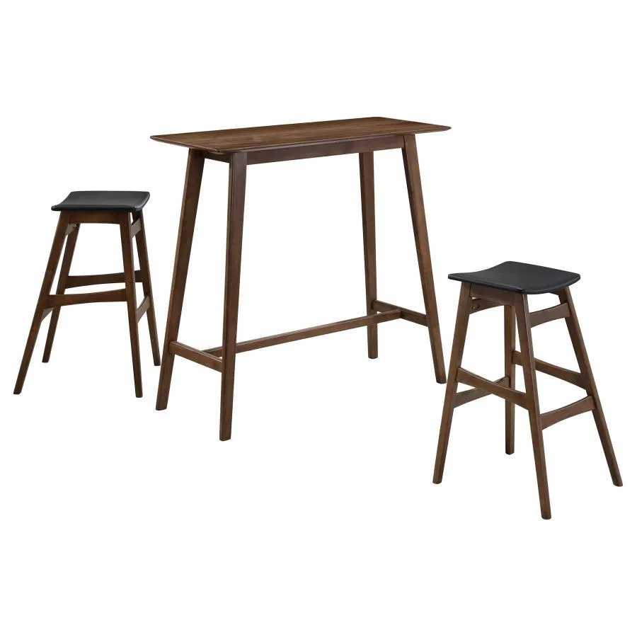 Finnick - 3 Piece Rectangular Pub Height Bar Table Set - Walnut