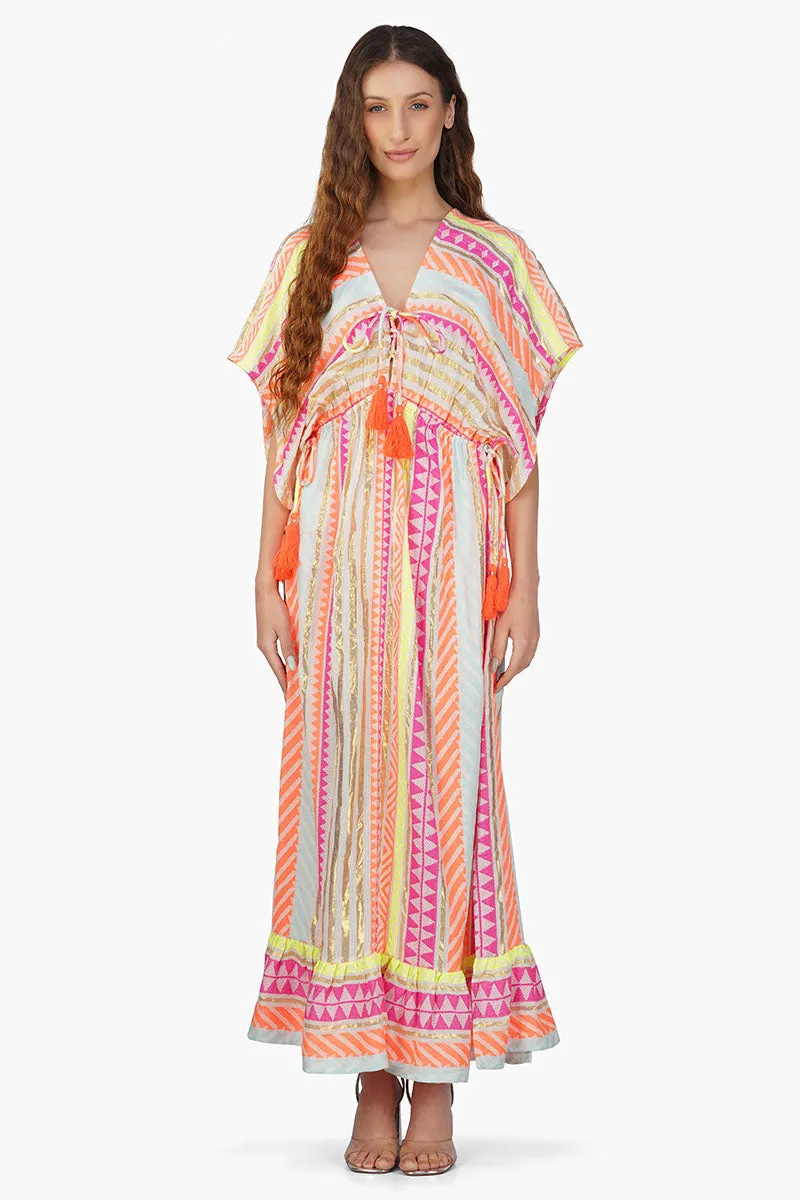 Fluorescent Striped Maxi Dress