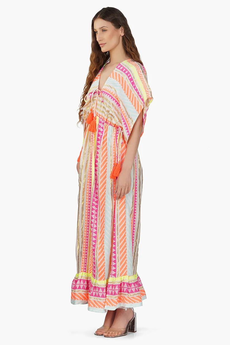 Fluorescent Striped Maxi Dress