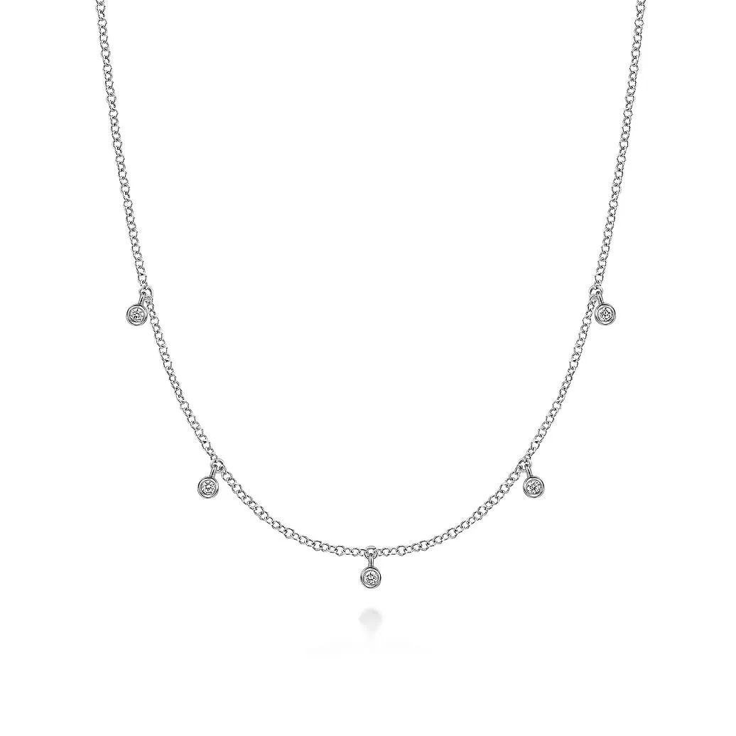 Gabriel & Co. Chain Necklace with Round Cut Diamond Drops