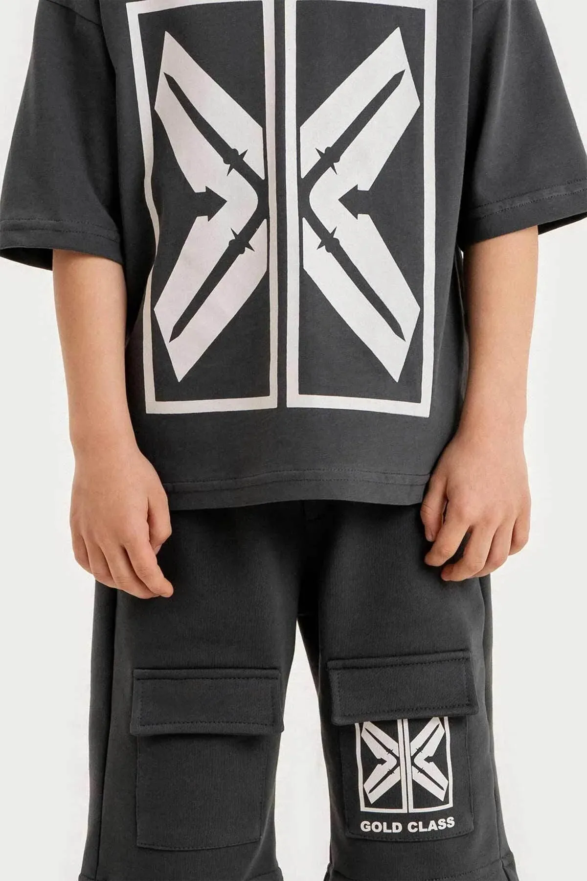 Gold Class Kidswear Boy's Sword and Shield Printed Hooded Sets