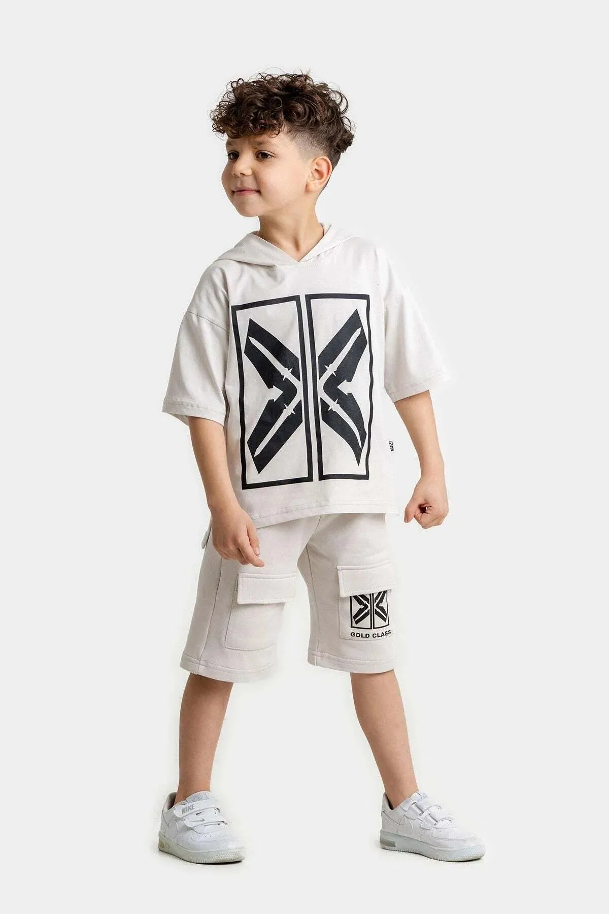 Gold Class Kidswear Boy's Sword and Shield Printed Hooded Sets