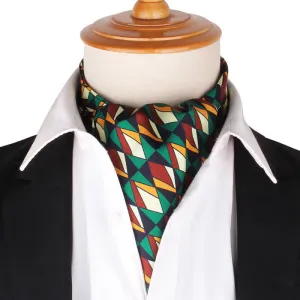 Green & Red Geometry Vintage Pattern Ascot Cravat