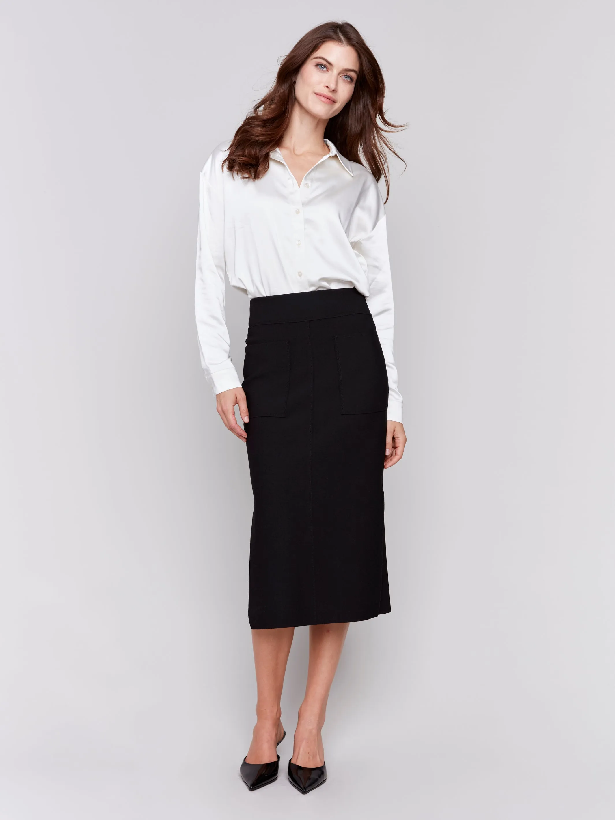 Gutsy Crepe Skirt w/ Front Patch Pocket by Charlie B