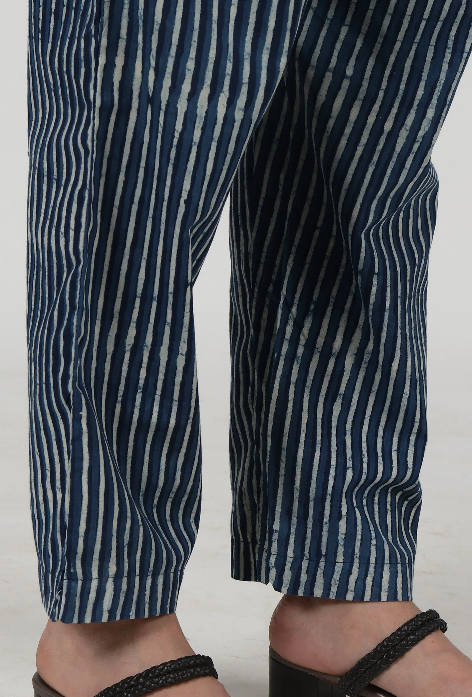 Indigo Printed Blue Cotton Pant