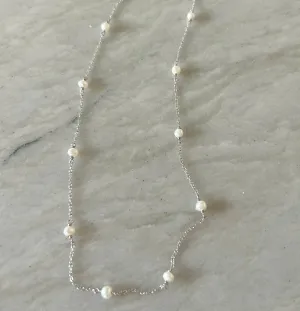 June Simple Pearl Necklace | Timeless Elegance & Sterling Silver Chain | By Pearly Girls