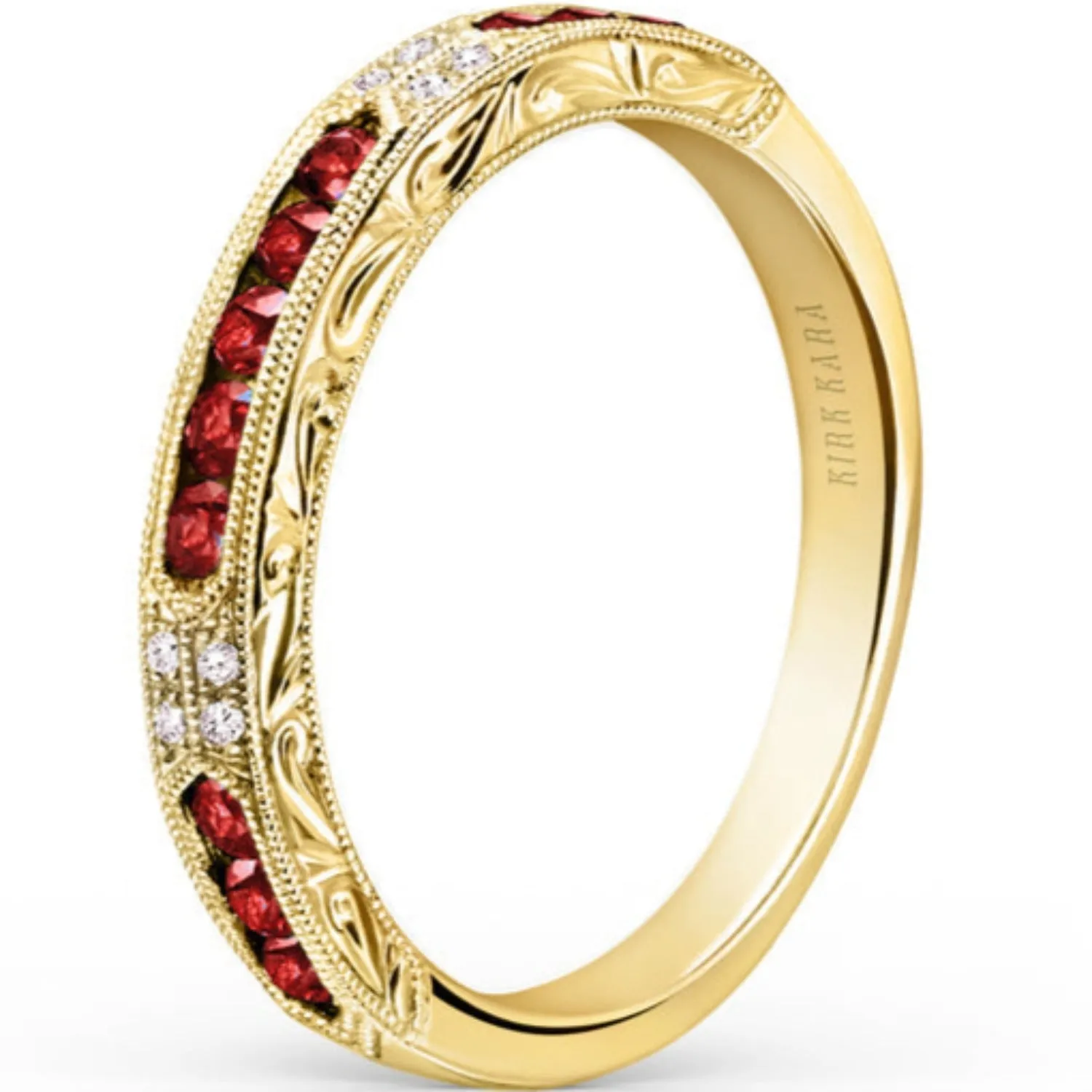 Kirk Kara "Charlotte" Channel Set Red Ruby Wedding Band