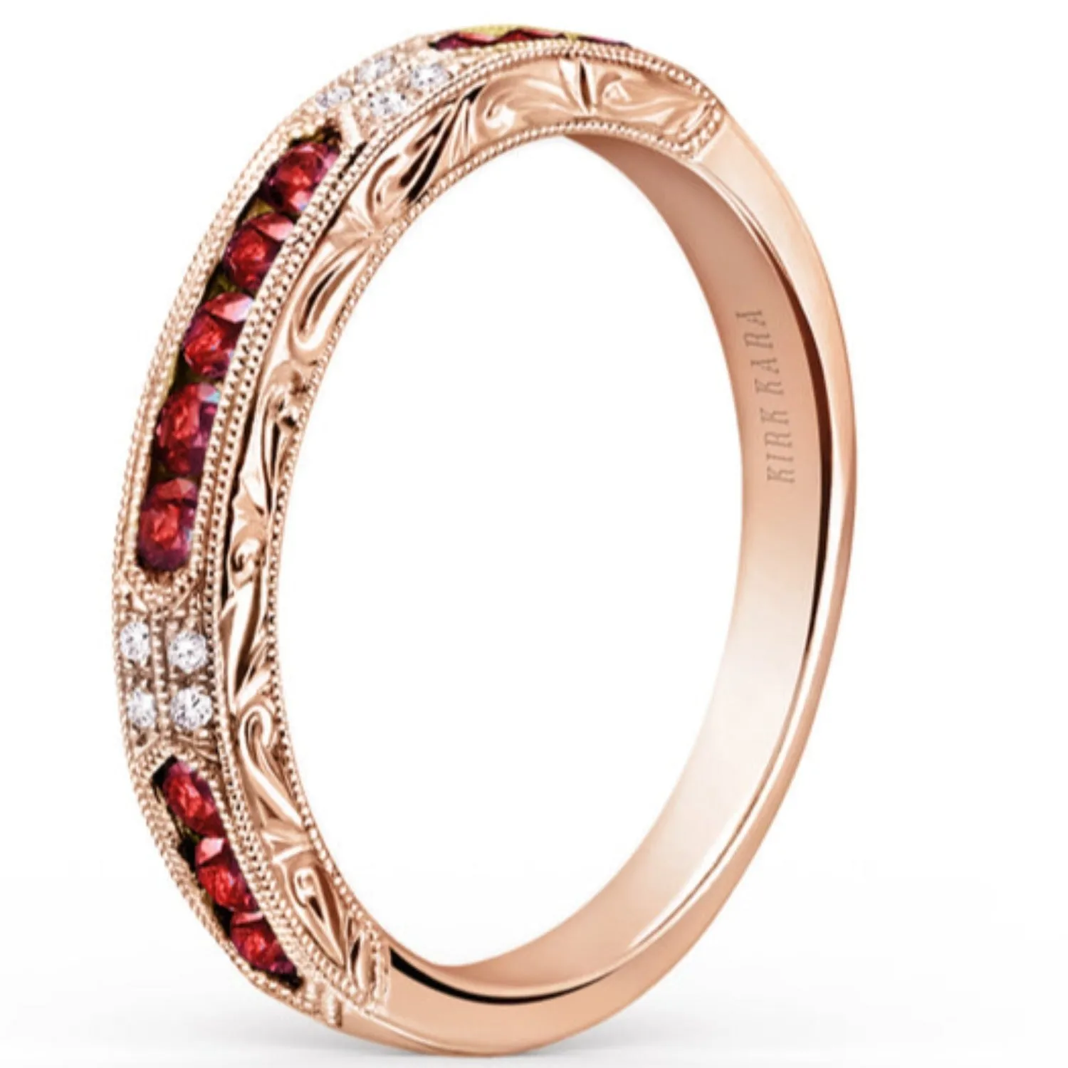 Kirk Kara "Charlotte" Channel Set Red Ruby Wedding Band