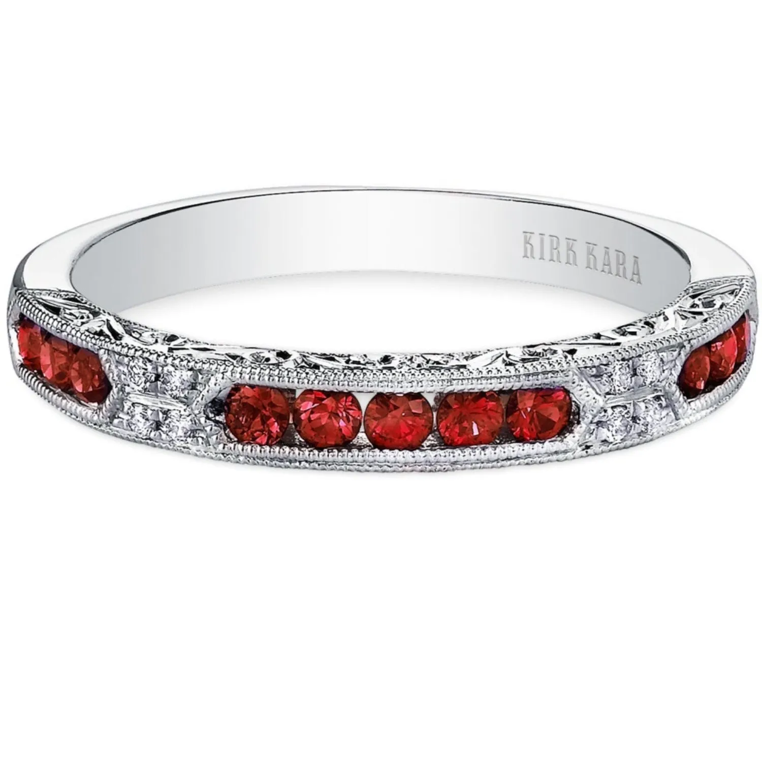 Kirk Kara "Charlotte" Channel Set Red Ruby Wedding Band