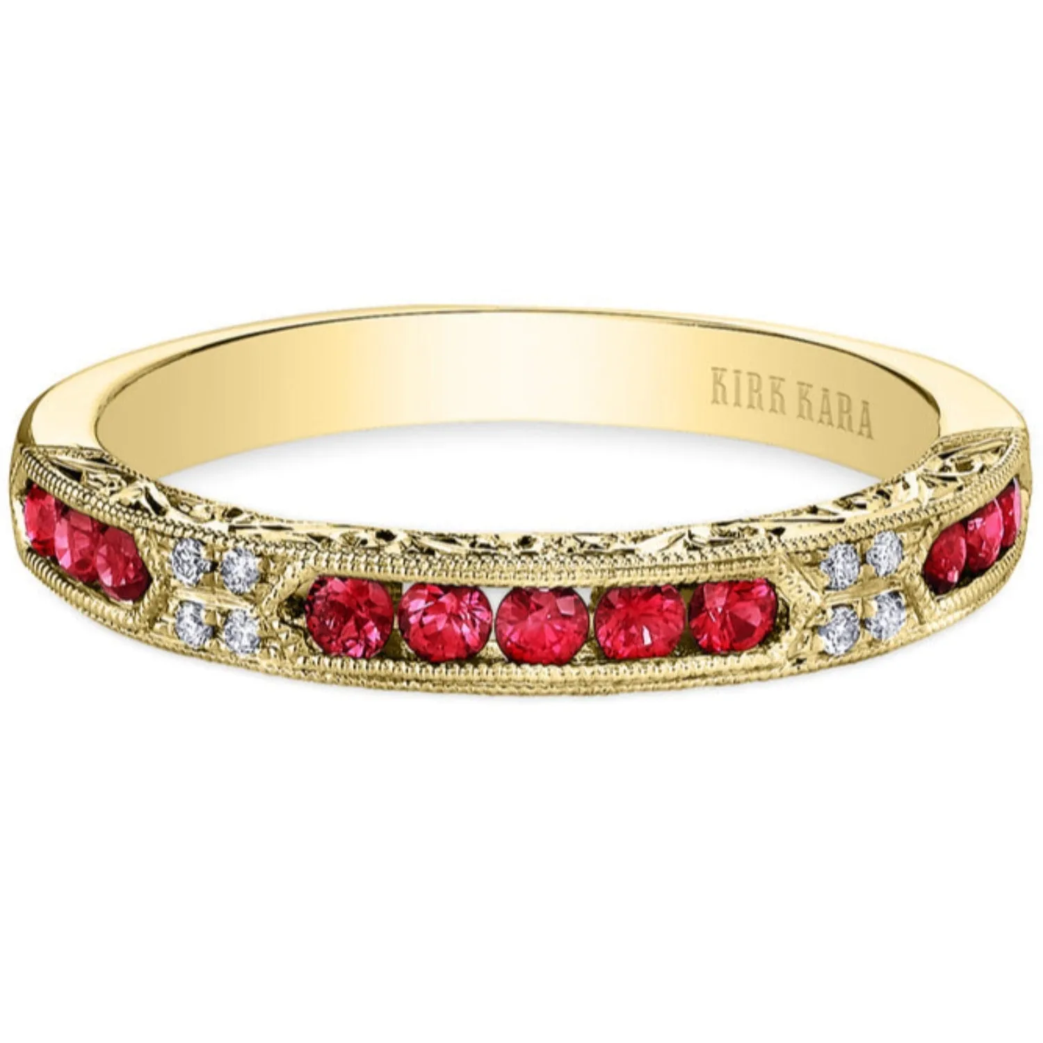 Kirk Kara "Charlotte" Channel Set Red Ruby Wedding Band