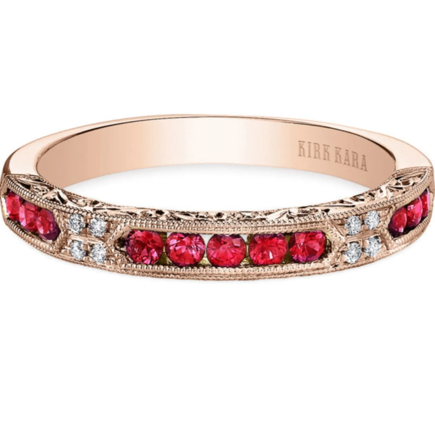 Kirk Kara "Charlotte" Channel Set Red Ruby Wedding Band