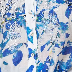 Leaf Print Short Puff Sleeve Shirt