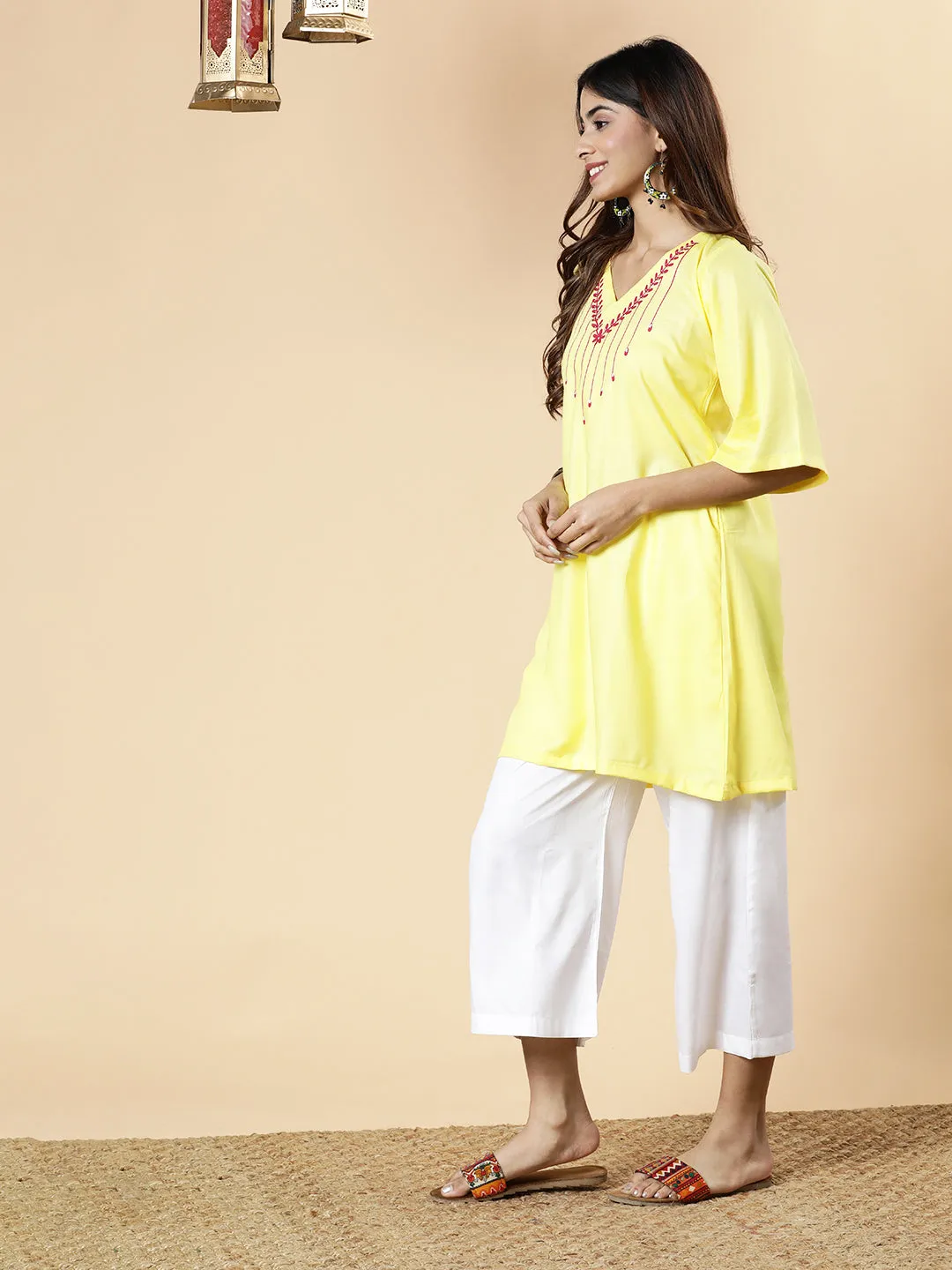 Lemon Rayon Kurti - Rays